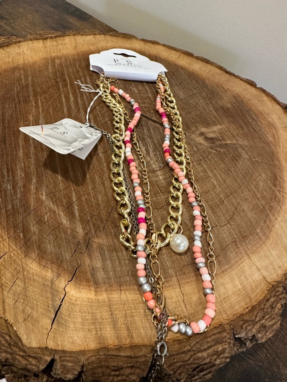 Charming necklace stack, chains and beads a lovely combination
